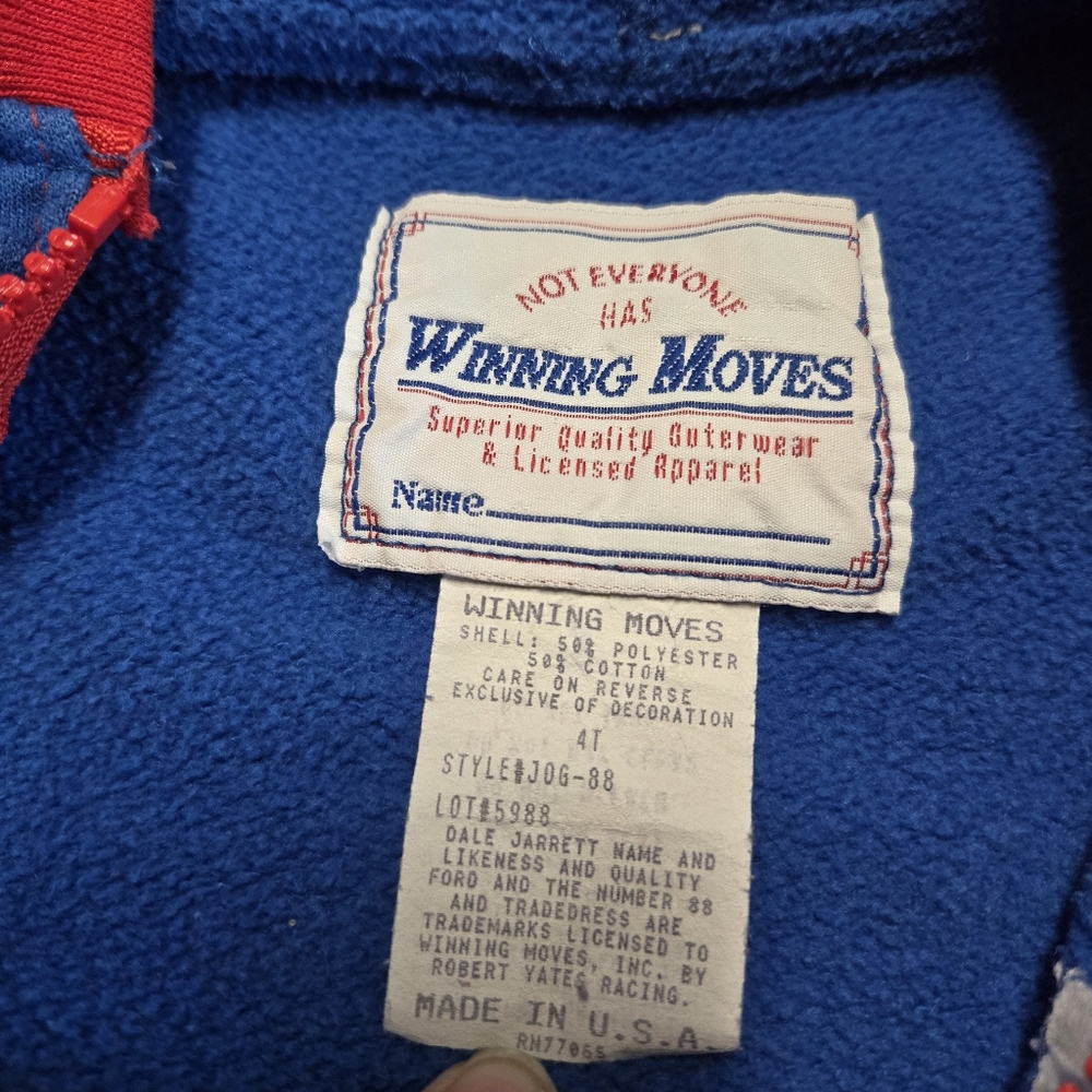 🇺🇸 Vintage Blue and Red Kids Dale Jarett Hoodie 4t - Picture 3 of 5